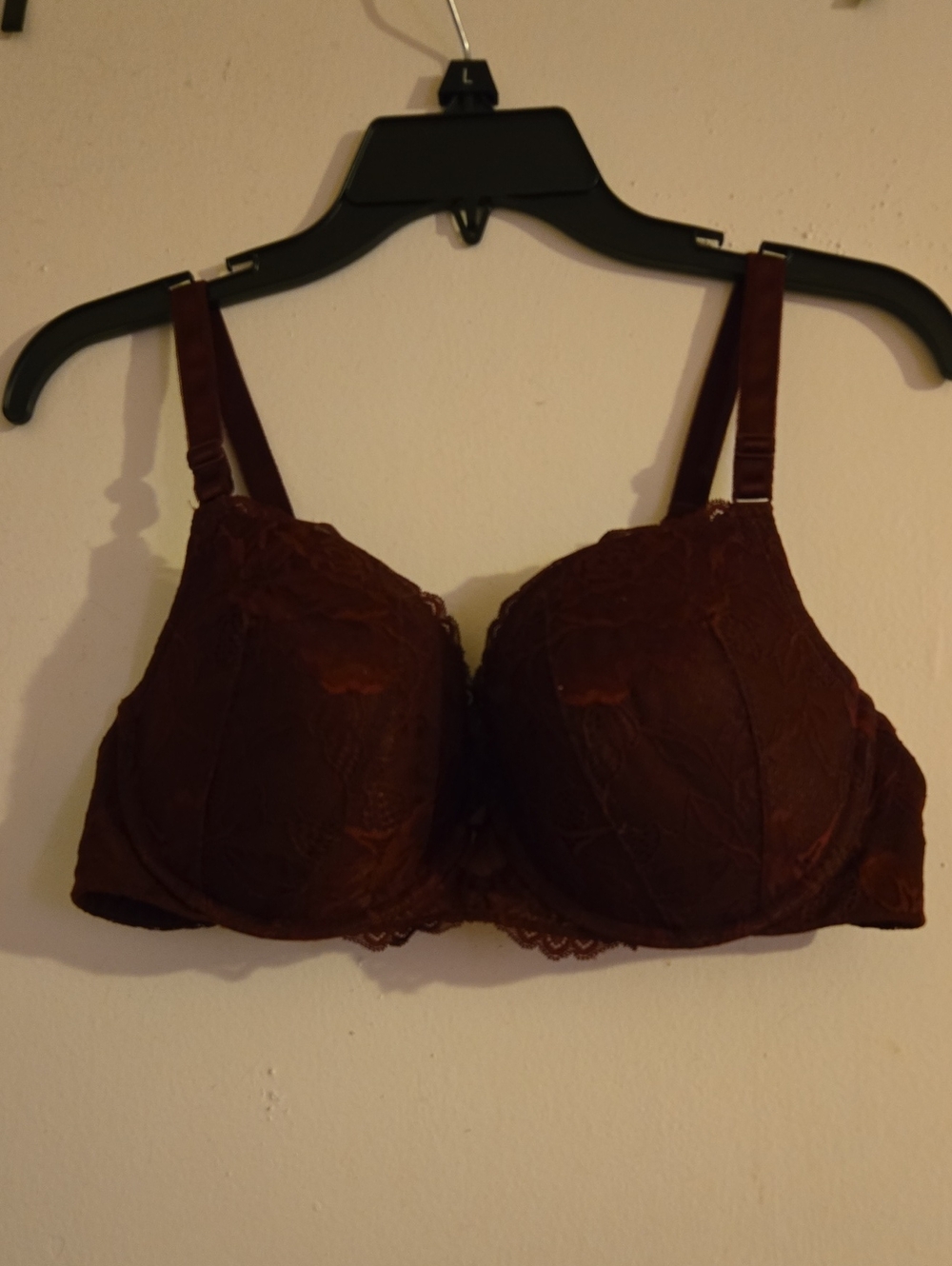 Lace Underwire Bra - deep burgundy